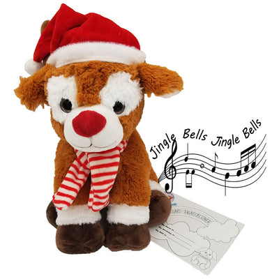 Christmas Reindeer Gift Box 16” Plush Doll with Jingle Bell sound inside. Adorable Gifts Boy Girl - Build Your Own Best Furry Friend