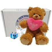 Valentine’s Day Bear-Heart Gift Box 16” Plush Caramel the bear and Pink Little Secrets Heart with Mystery Surprise. Adorable Gifts for the one you love - Build Your Own Best Furry Friend