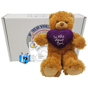 Valentine’s Day Bear-Heart Gift Box 16” Plush Caramel the bear and Purple Little Secrets Heart with Mystery Surprise. Adorable Gifts for the one you love - Build Your Own Best Furry Friend