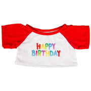 Stuffed Animals Plush Toy Outfit – Happy Birthday Shirt w/Red Sleeves 16” - Build Your Own Best Furry Friend