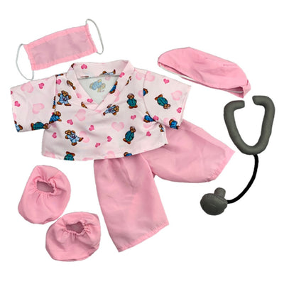 Stuffed Animals Plush Toy Outfit – Pink Scrubs Outfit 16”