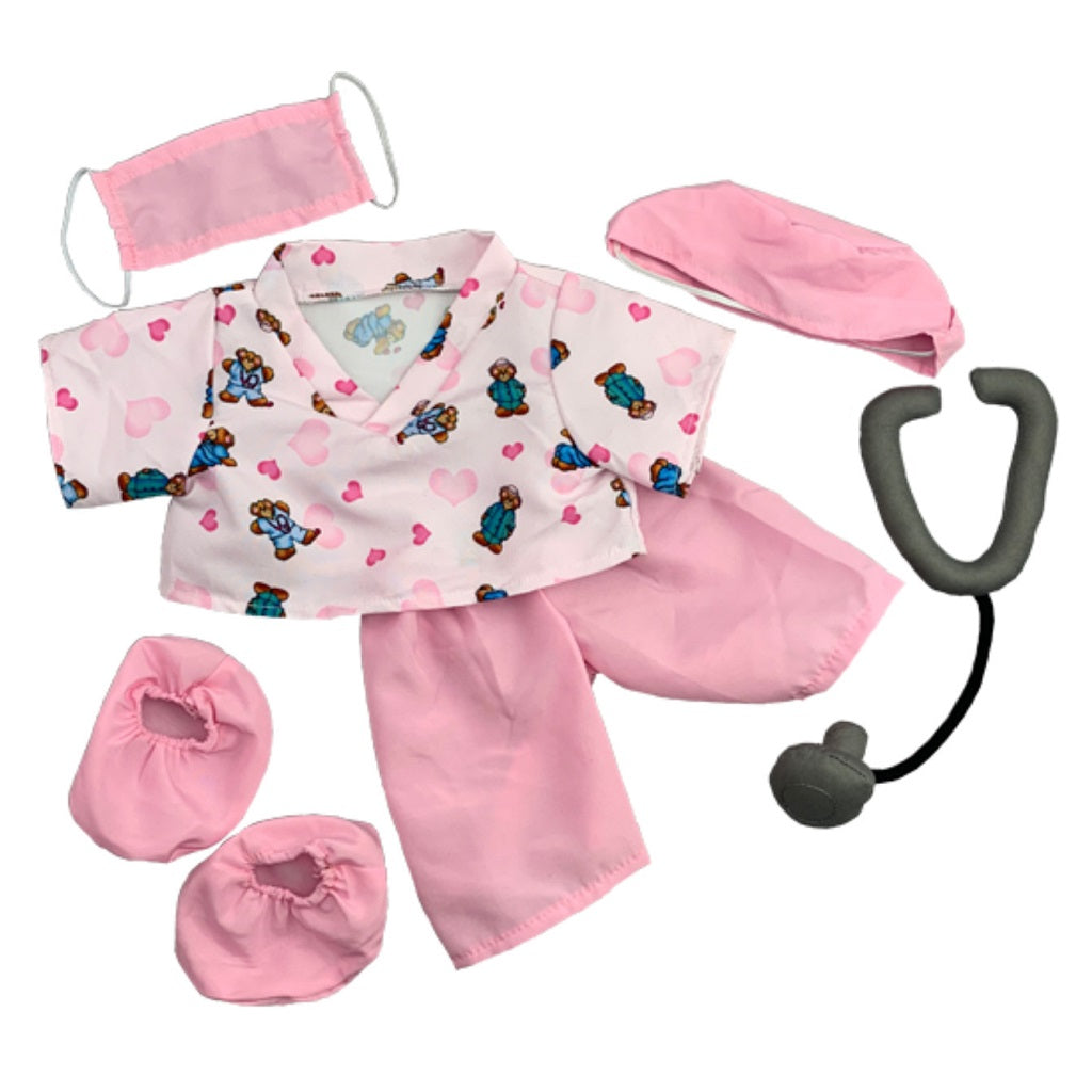 Stuffed Animals Plush Toy Outfit – Pink Scrubs Outfit 8”